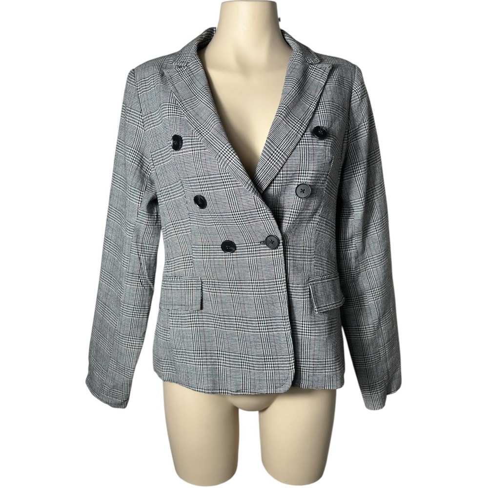 Shinestar Black and White Plaid Blazer